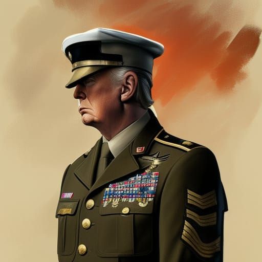 Donald Trump Portrait in Military Uniform