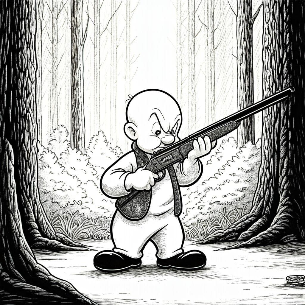 Elmer Fudd in Forest Hunting Scene