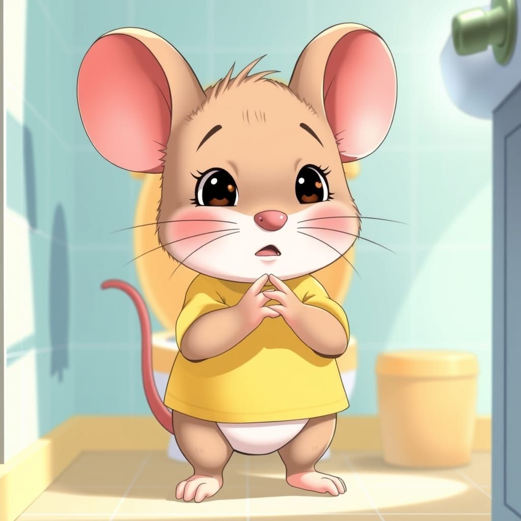Anthropomorphic Mouse Baby's First Potty Training