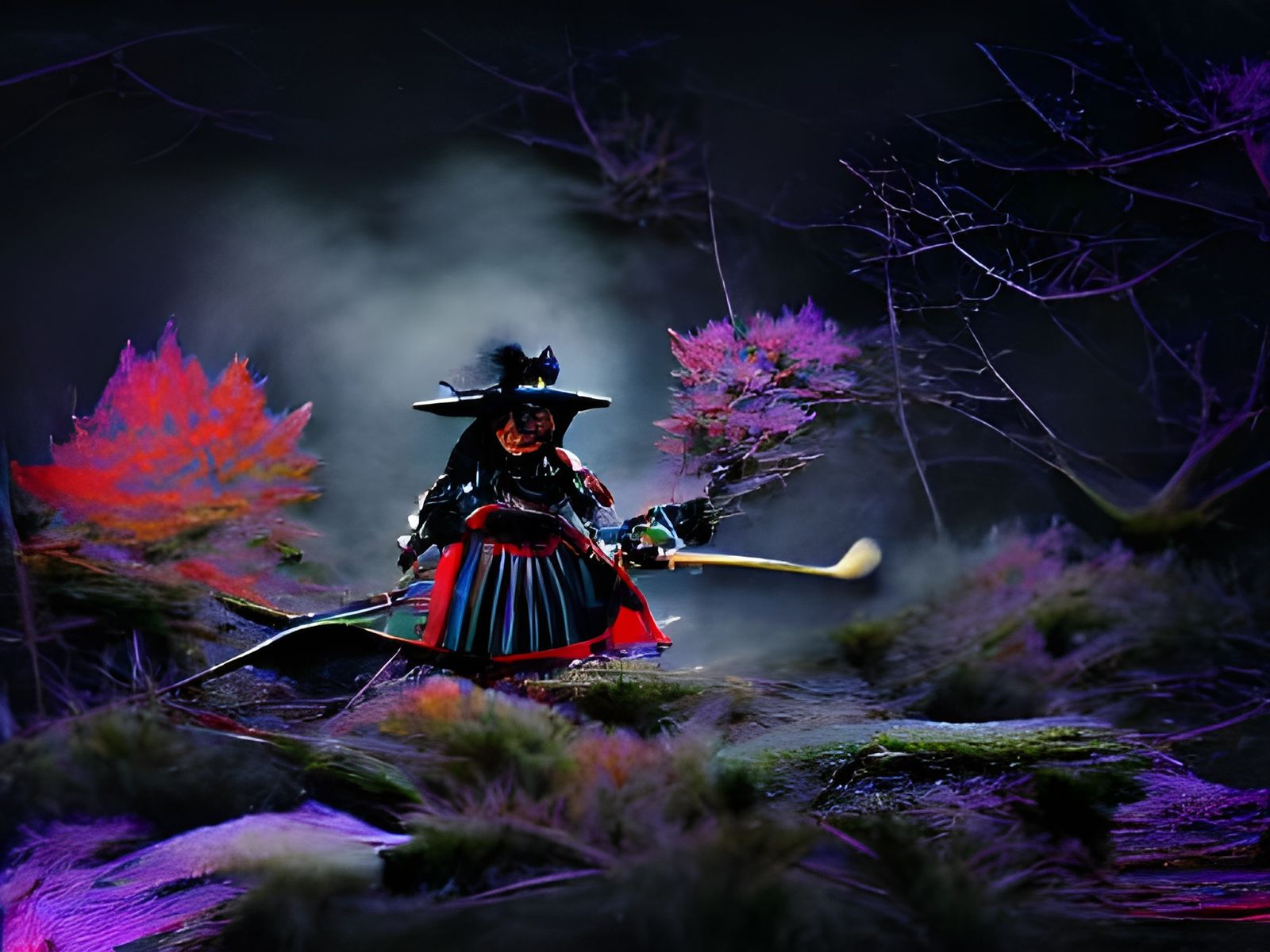 Samurai Witch in Dark Mysterious Land