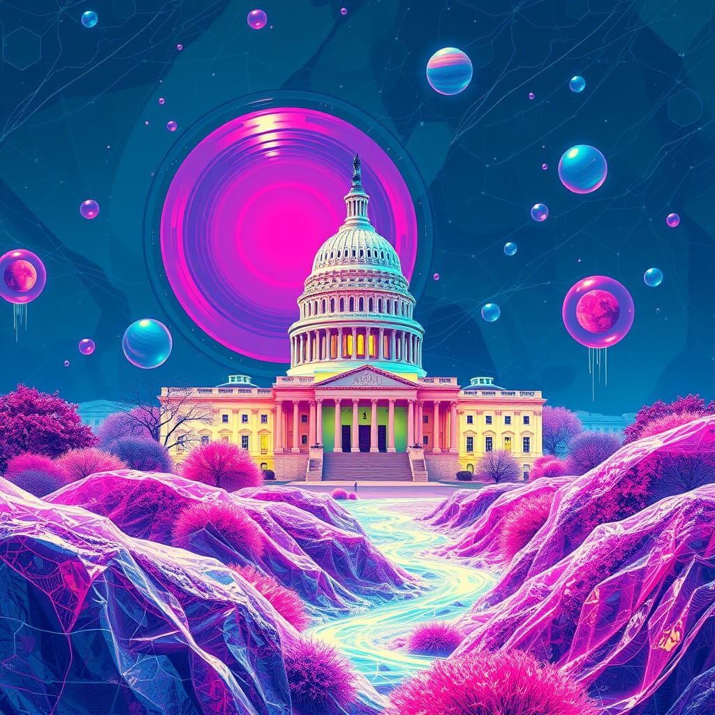 US Capitol Building in a Bubble Wrap Landscape