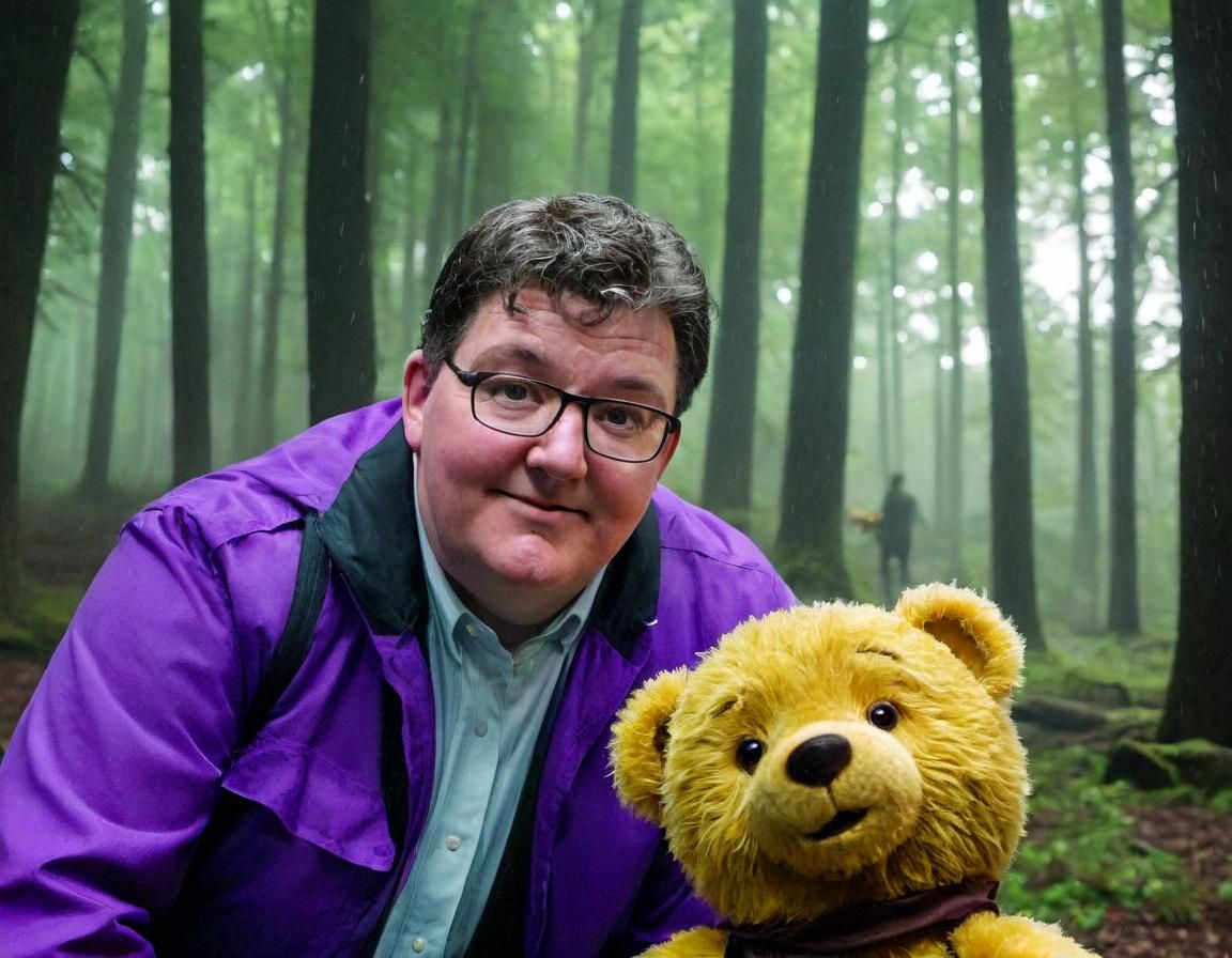 Teddy Bear Ranger Disrupts Rainy Picnic: Cinematic Film Stil...