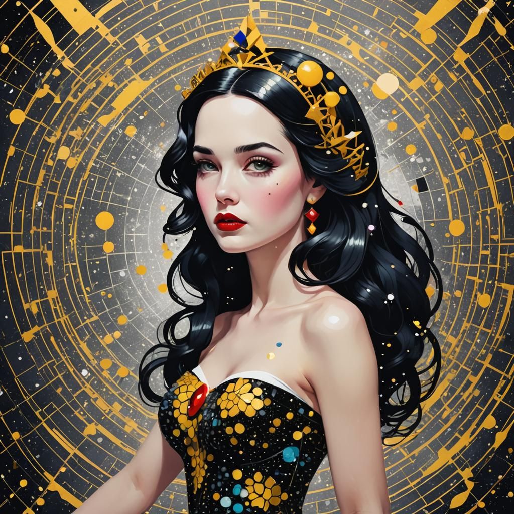 Snow White Space Mermaid in Pop Art Style