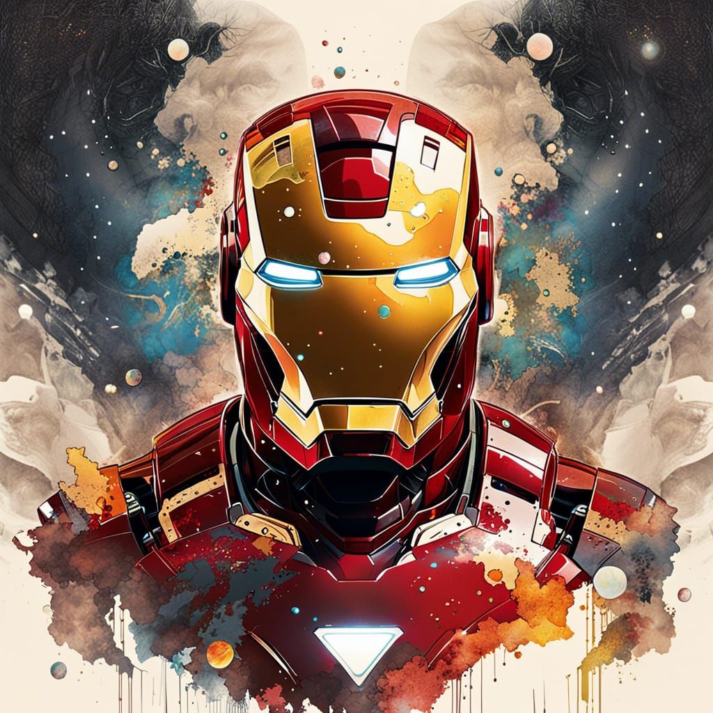 Iron Man Double Exposure Portrait in Space