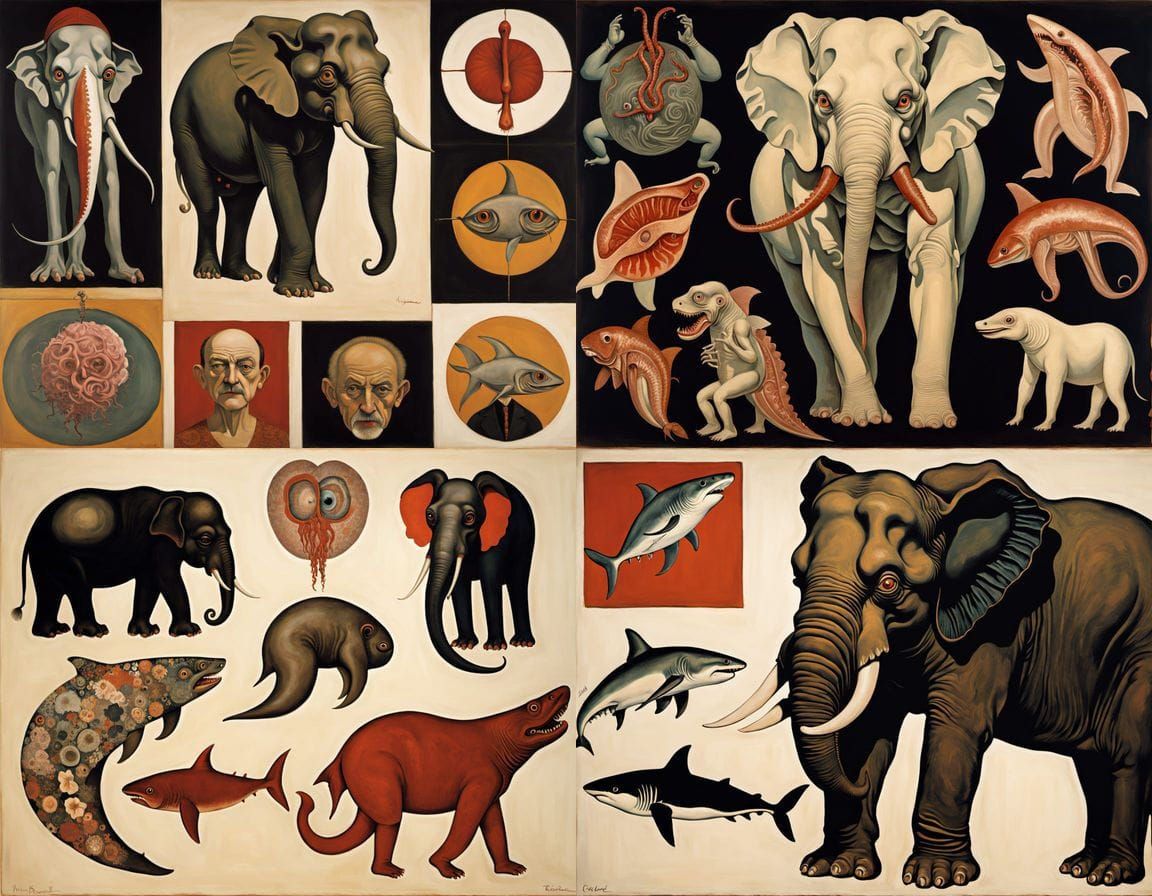 Surreal Chimera in Ukiyo-e and Oil Painting Style