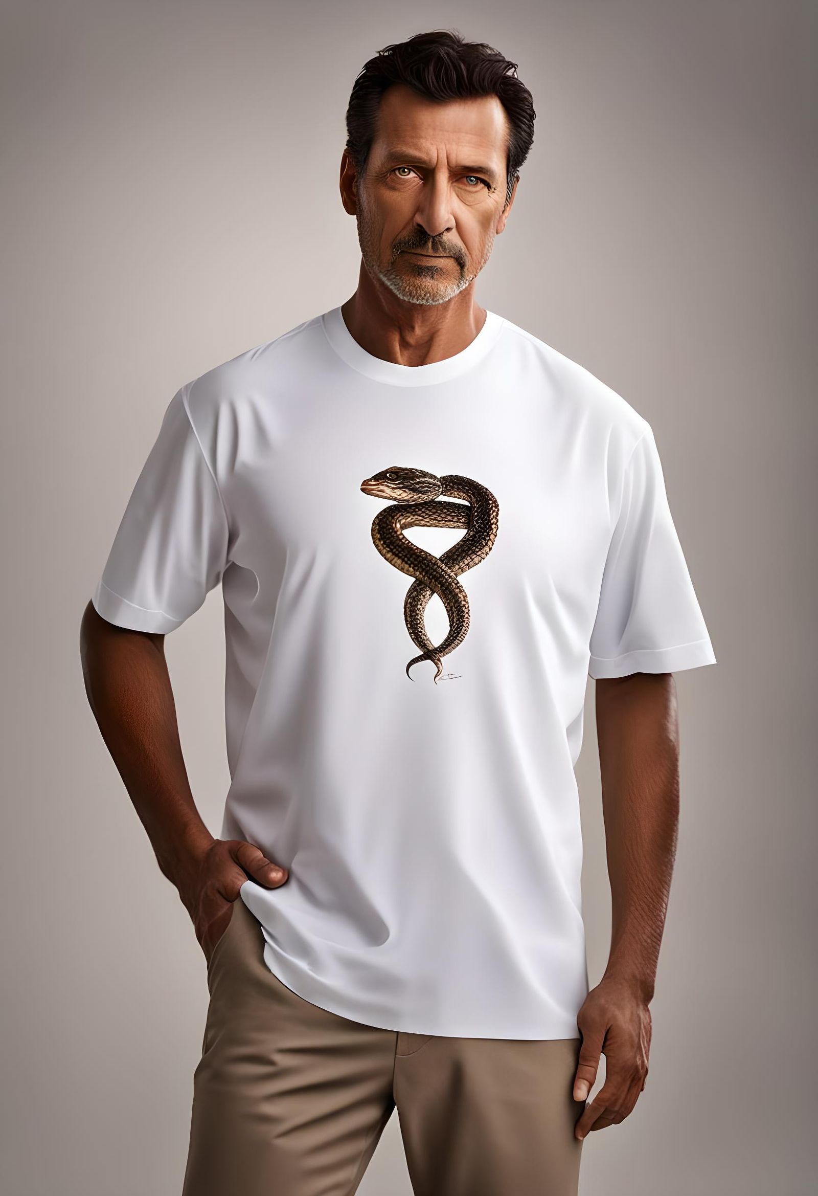 T-Shirt with Snake Logo, Professional Portrait