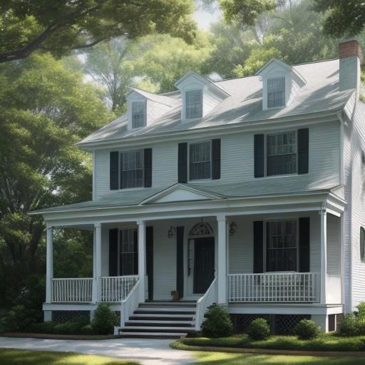 Classic Colonial Style House with Wraparound Porch