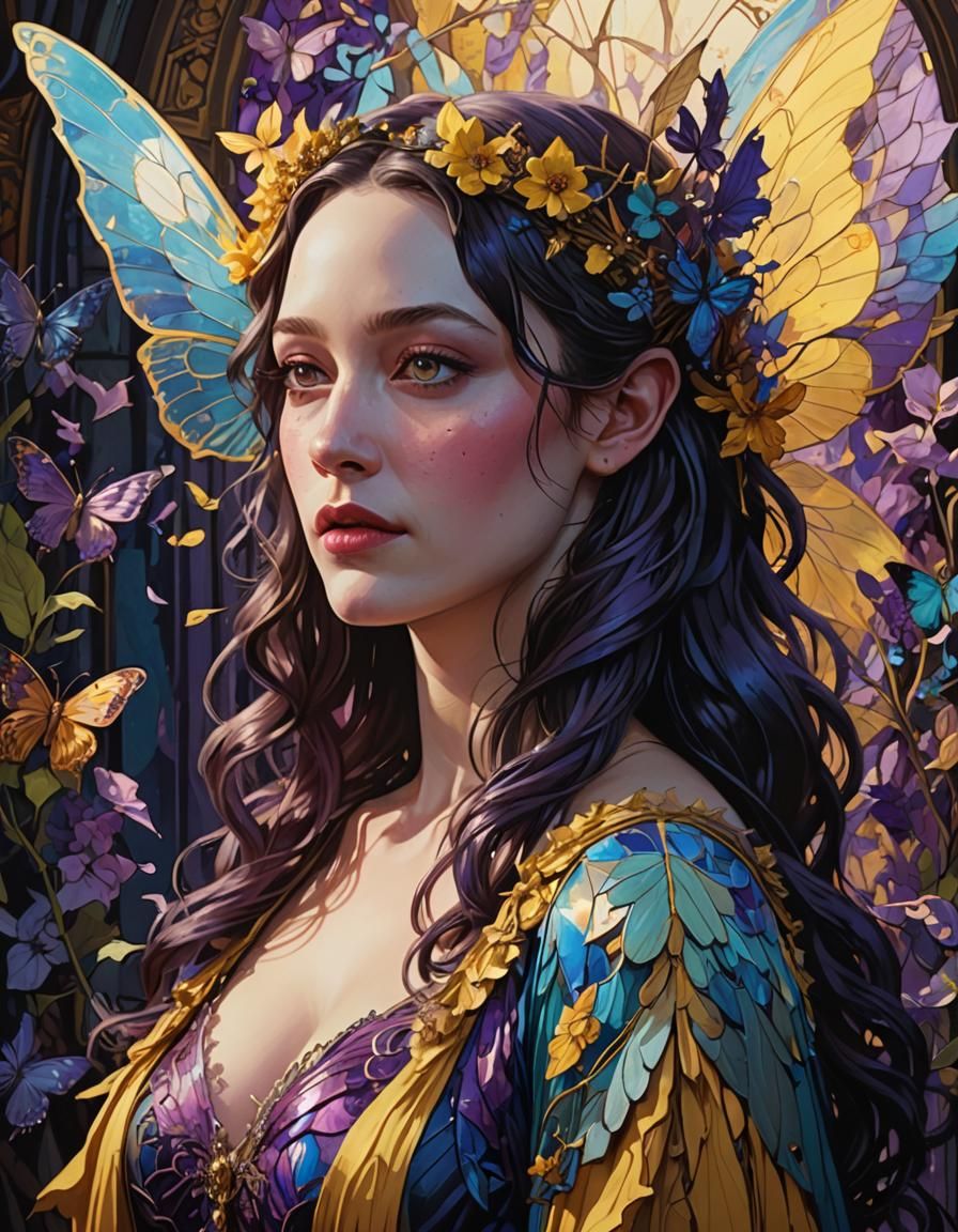 Kat Dennings as Fairy, Art Nouveau Portrait