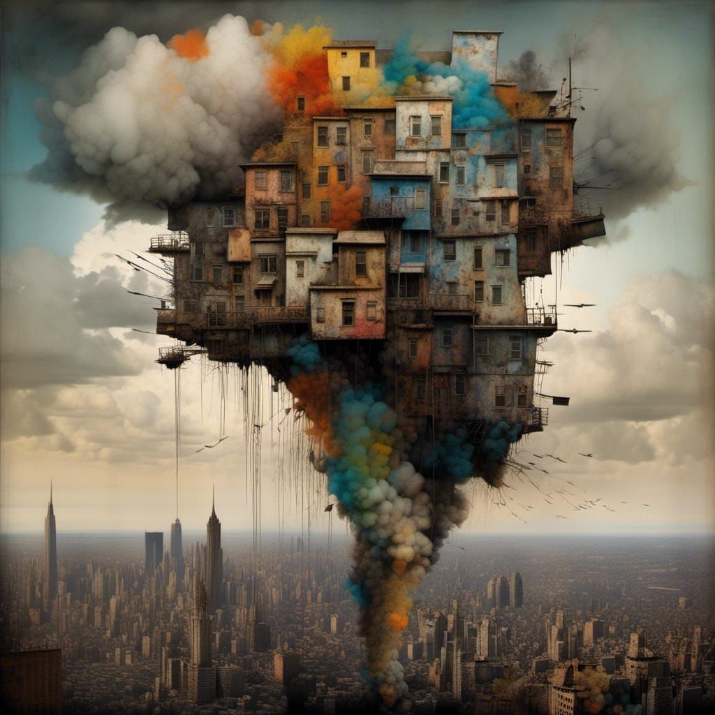 Polychromatic Cityscape: Abstract Blending in Hyperrealism