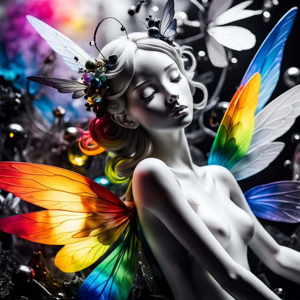 Rainbow Fairy in Surrealist Rayograph Style