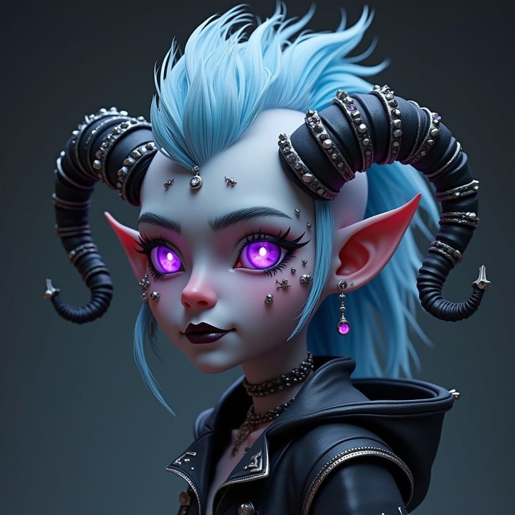 Sensual Fantasy Pirate Sorcerer with Majestic Horns and Pier...