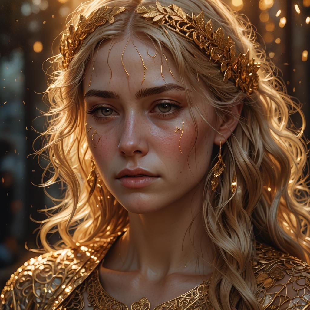 Golden-Haired Woman in Digital Art Style