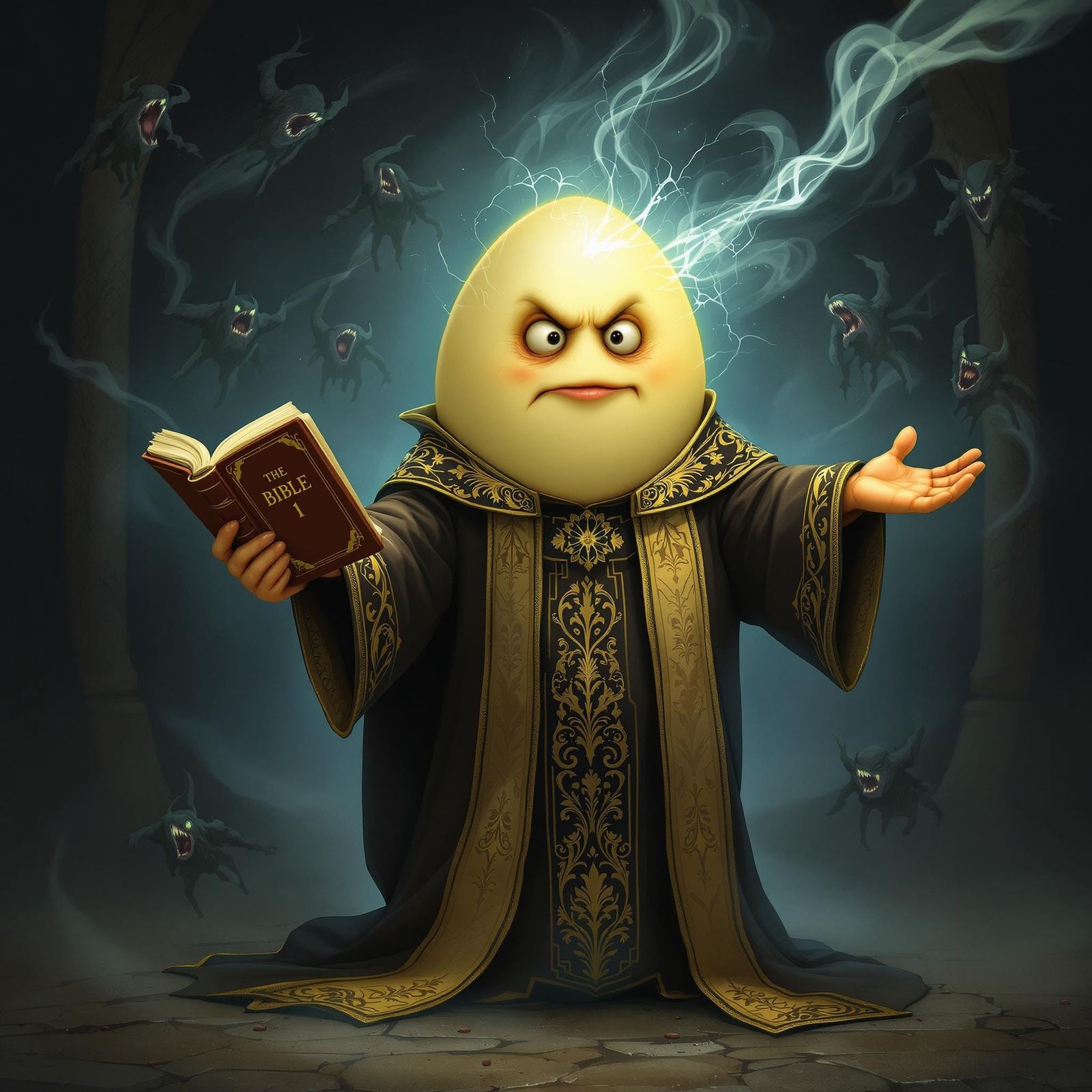 The Eggsorcist! Begone Fowl Demon!