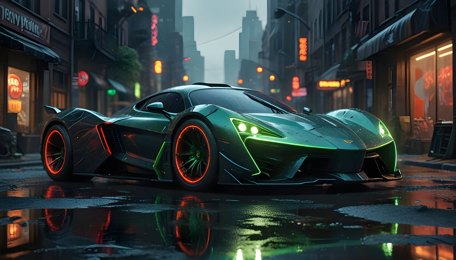 Ominous Hyperrealistic Sci-Fi Hyper Car in Dark Superman Sty...