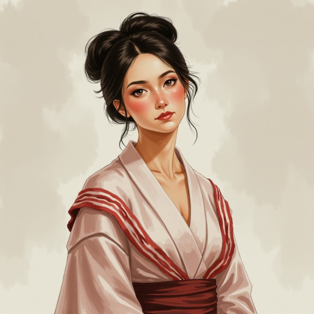 Elegant Woman Portrait in Art Nouveau Style