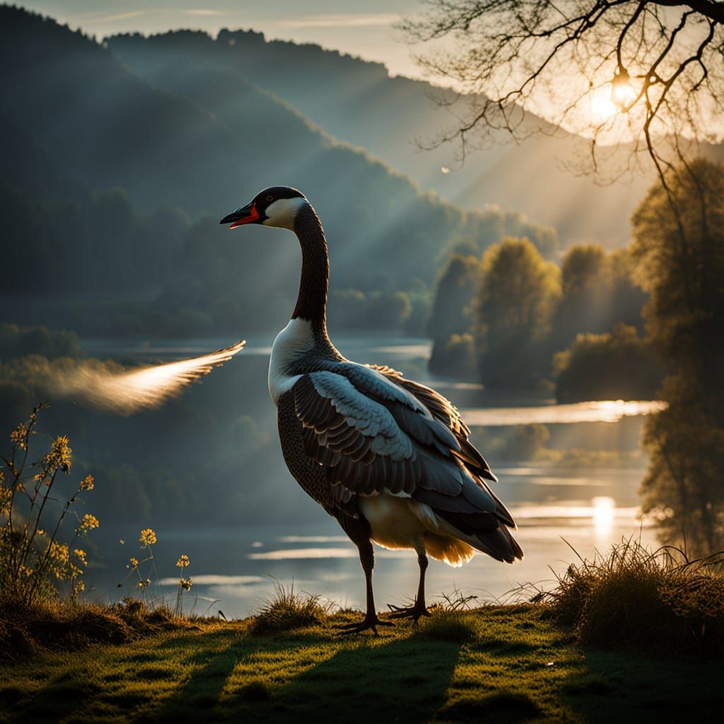 Golden Armored Angel with Sword and Heavenly Gate