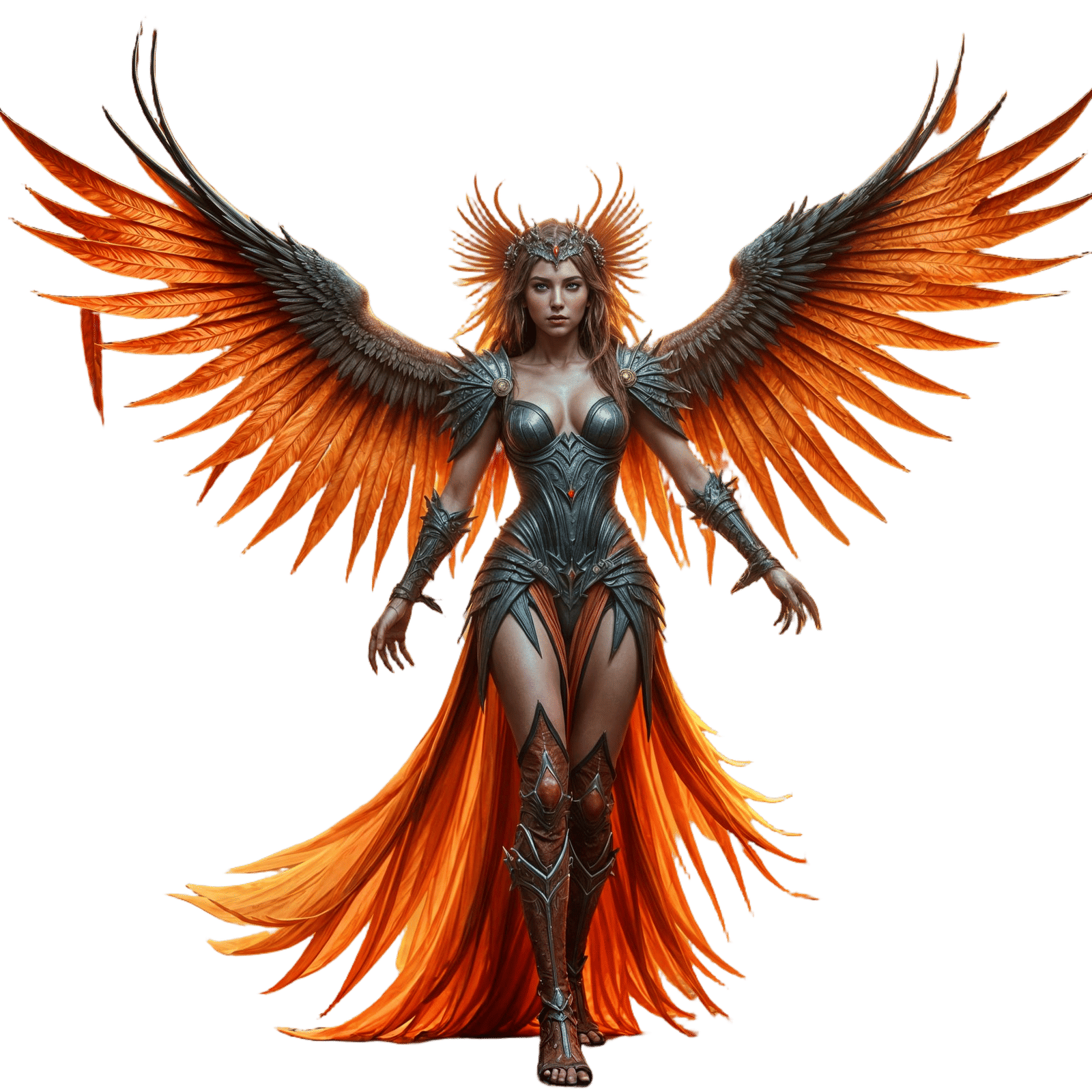 Phoenix Woman in Detailed Matte Painting Style