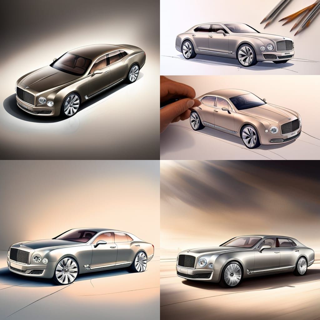 Bentley Mulsanne: Concept Pencil Sketches in Studio