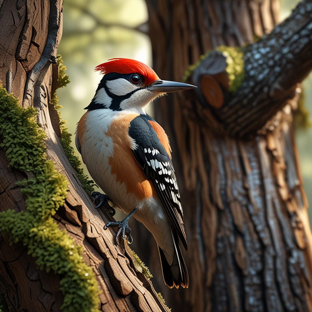 Woodpecker in Elegant Greg Rutkowski Style Portrait