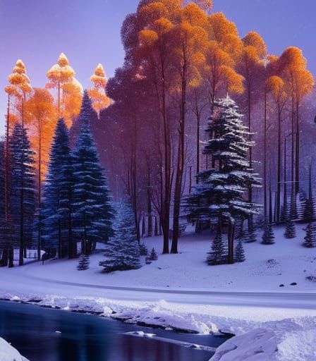 Sunny Winter Morning in Mountain Valley: Matte Photography