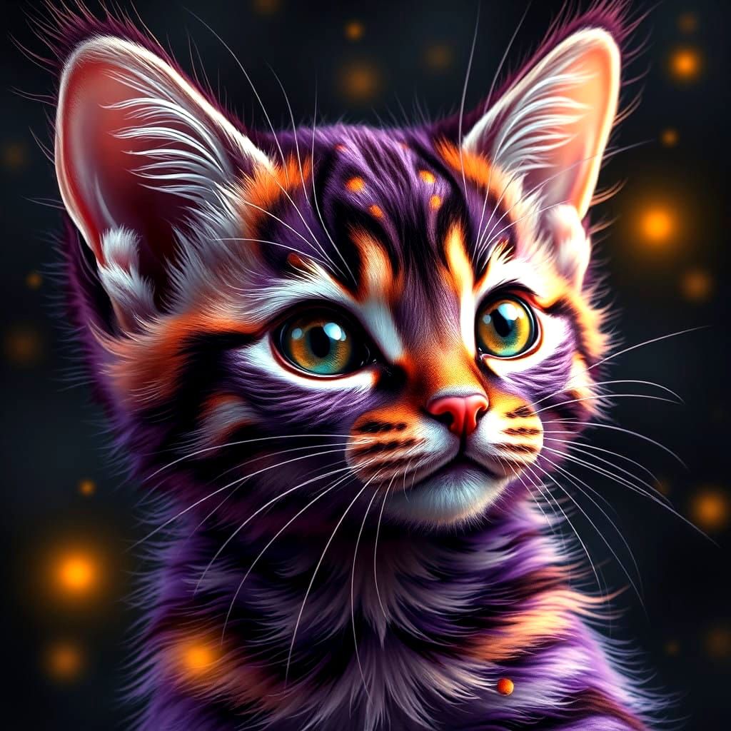 Whimsical Kitten in Vibrant Colors
