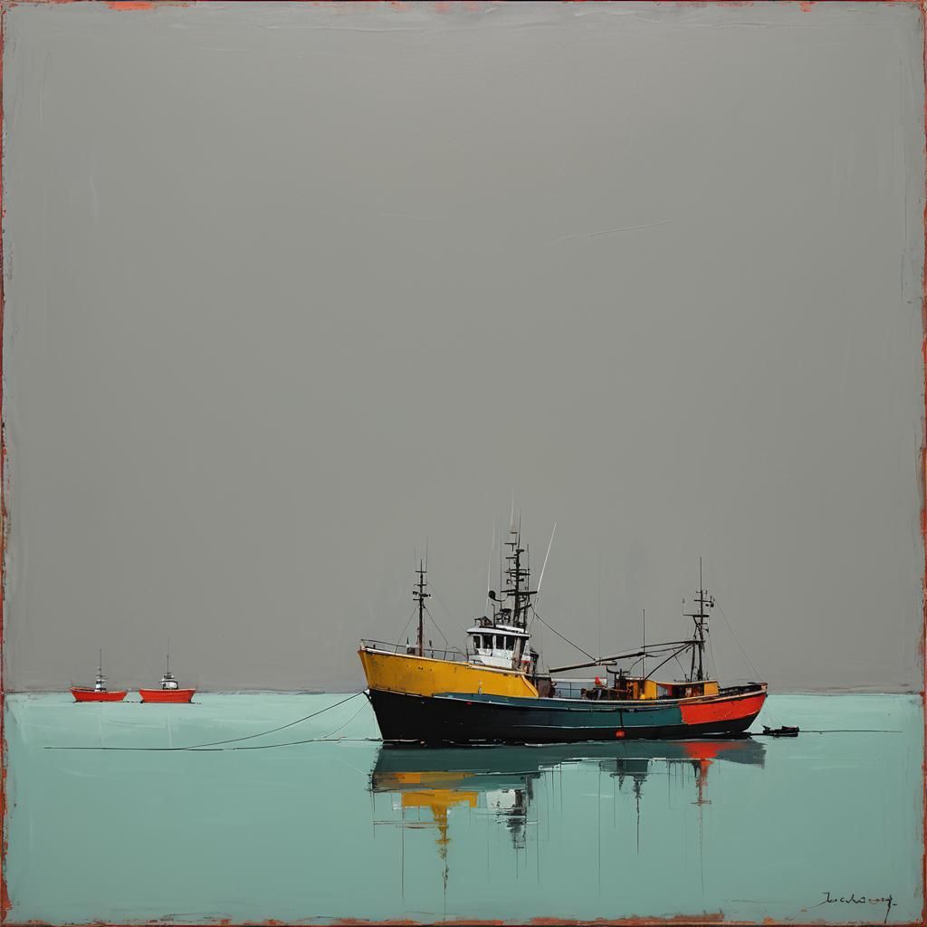 Abstract Boats in Rothko-esque Modern Minimalism