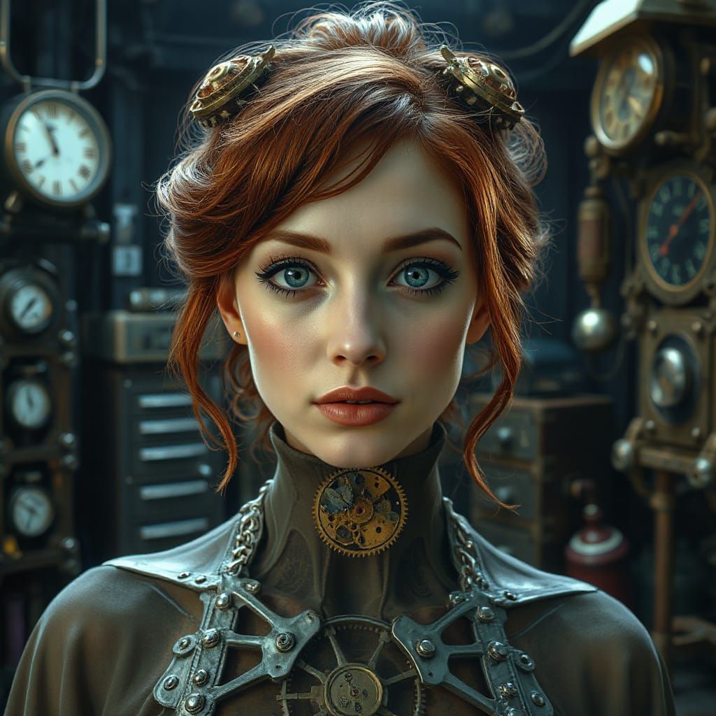 Steampunk Woman with Clockwork Gears