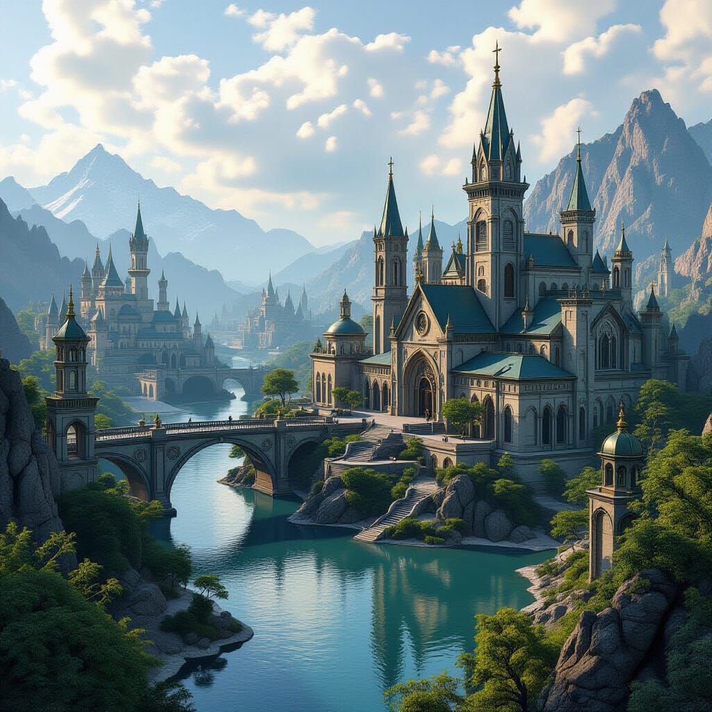 Skyblivion Landscape with Futuristic Architecture