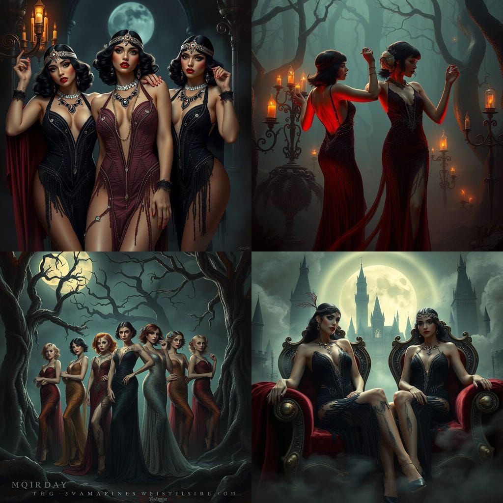 Ethereal 1920s Vampire Sirens in Lush Splendor