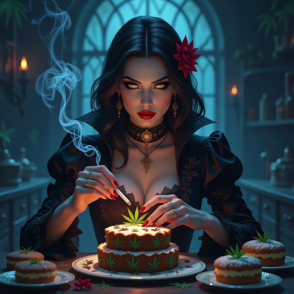 Dark Vampire Baker Crafting Luminous Edibles