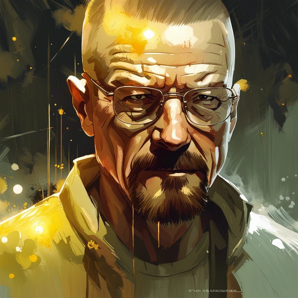 Detailed Portrait of Walter White in Art Style