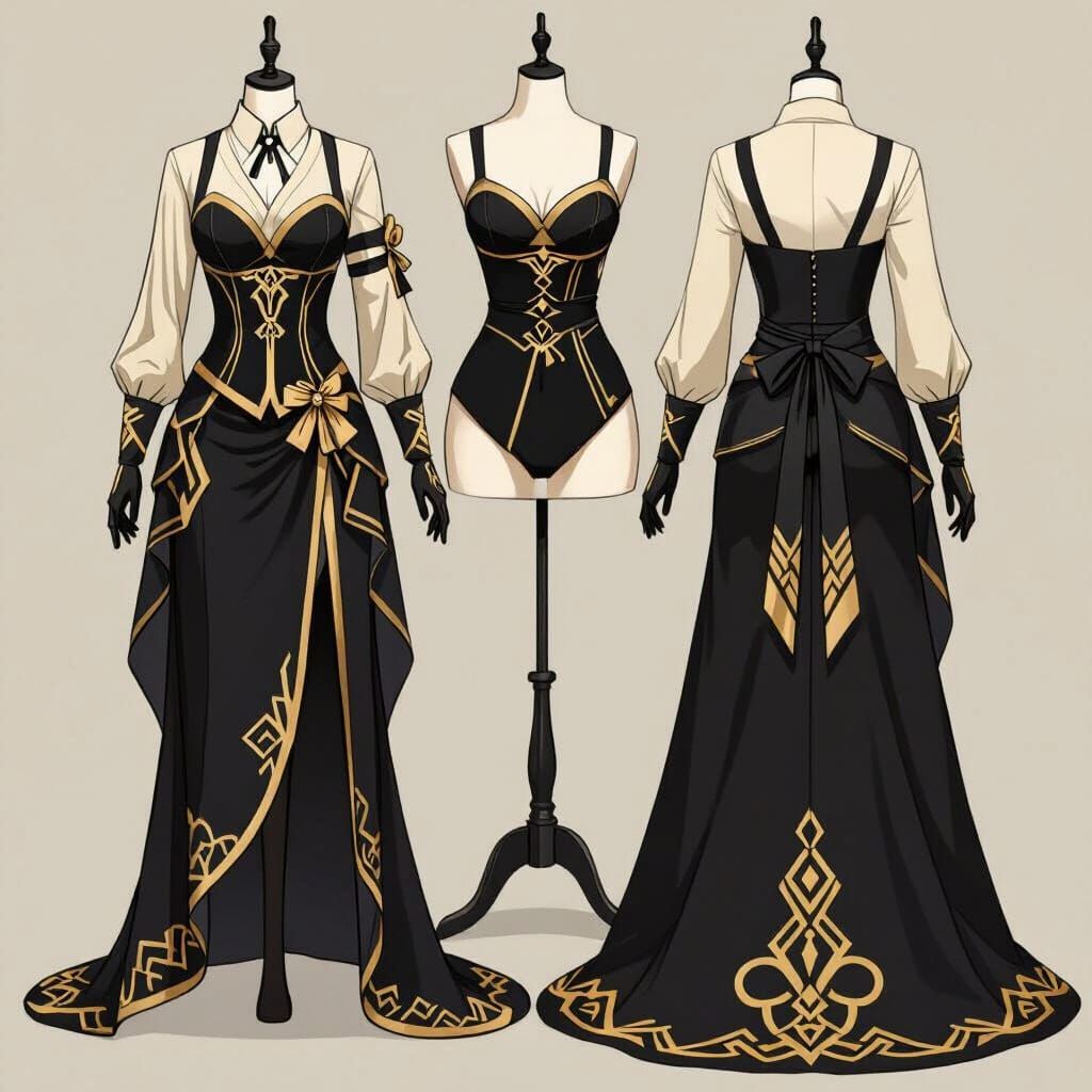 Zhongli Genshin Impact Cosplay Outfit Fashion Sketch