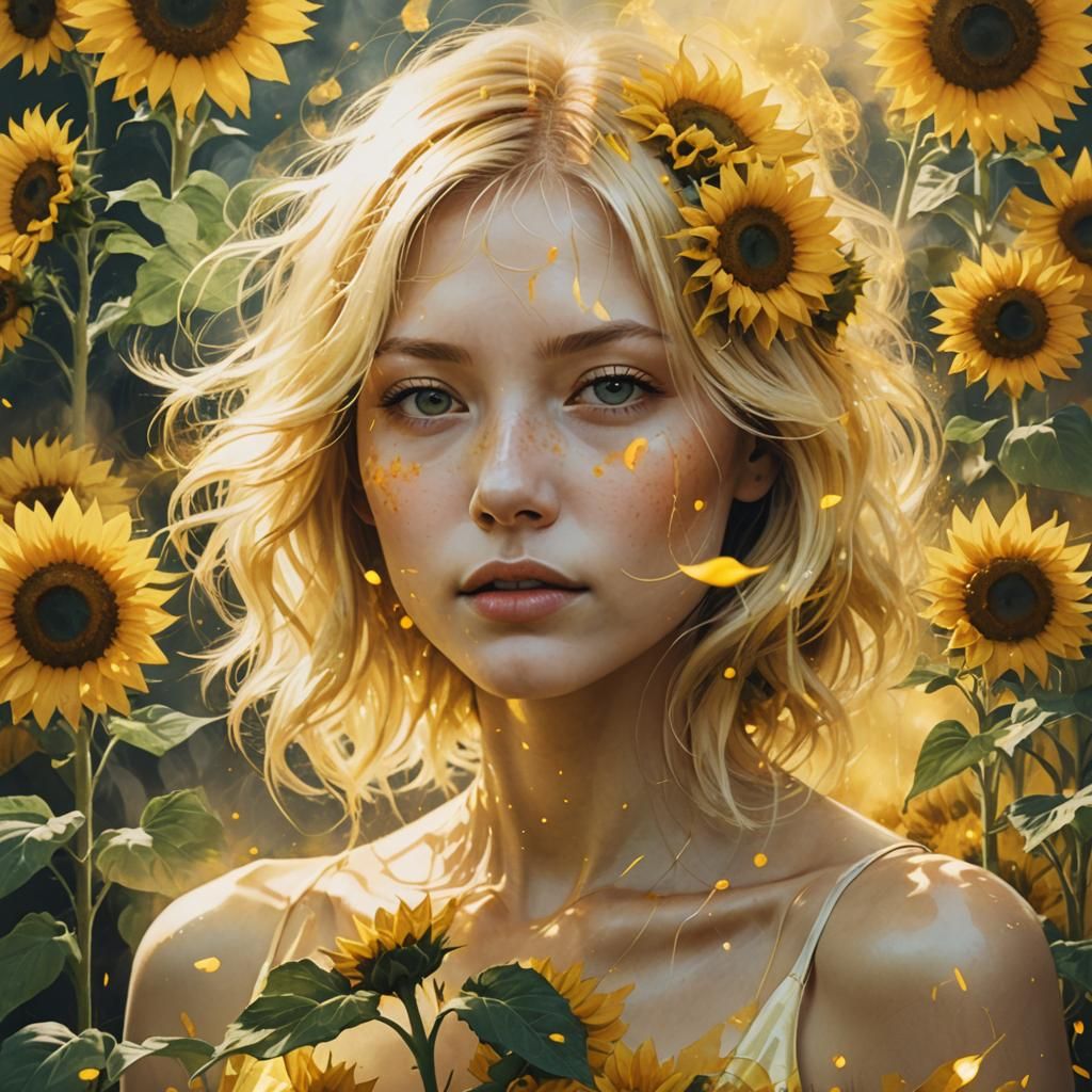 Glowing Blonde Woman in Suehiro Maruo Style