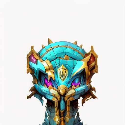 Sapphire Cat-Jaguar Skull with Golden Halo