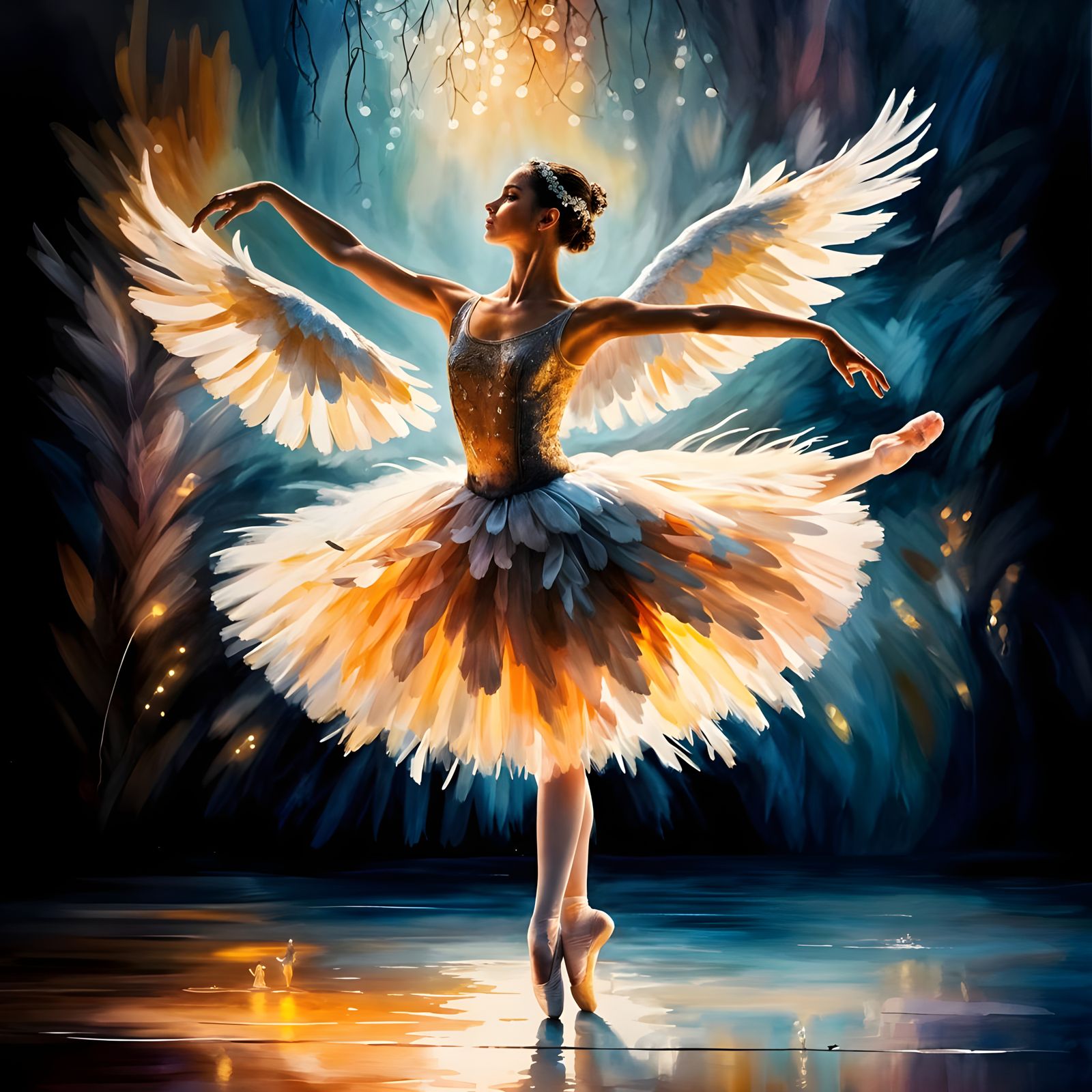 A Swan Lake Ballet in Cyberpunk Style