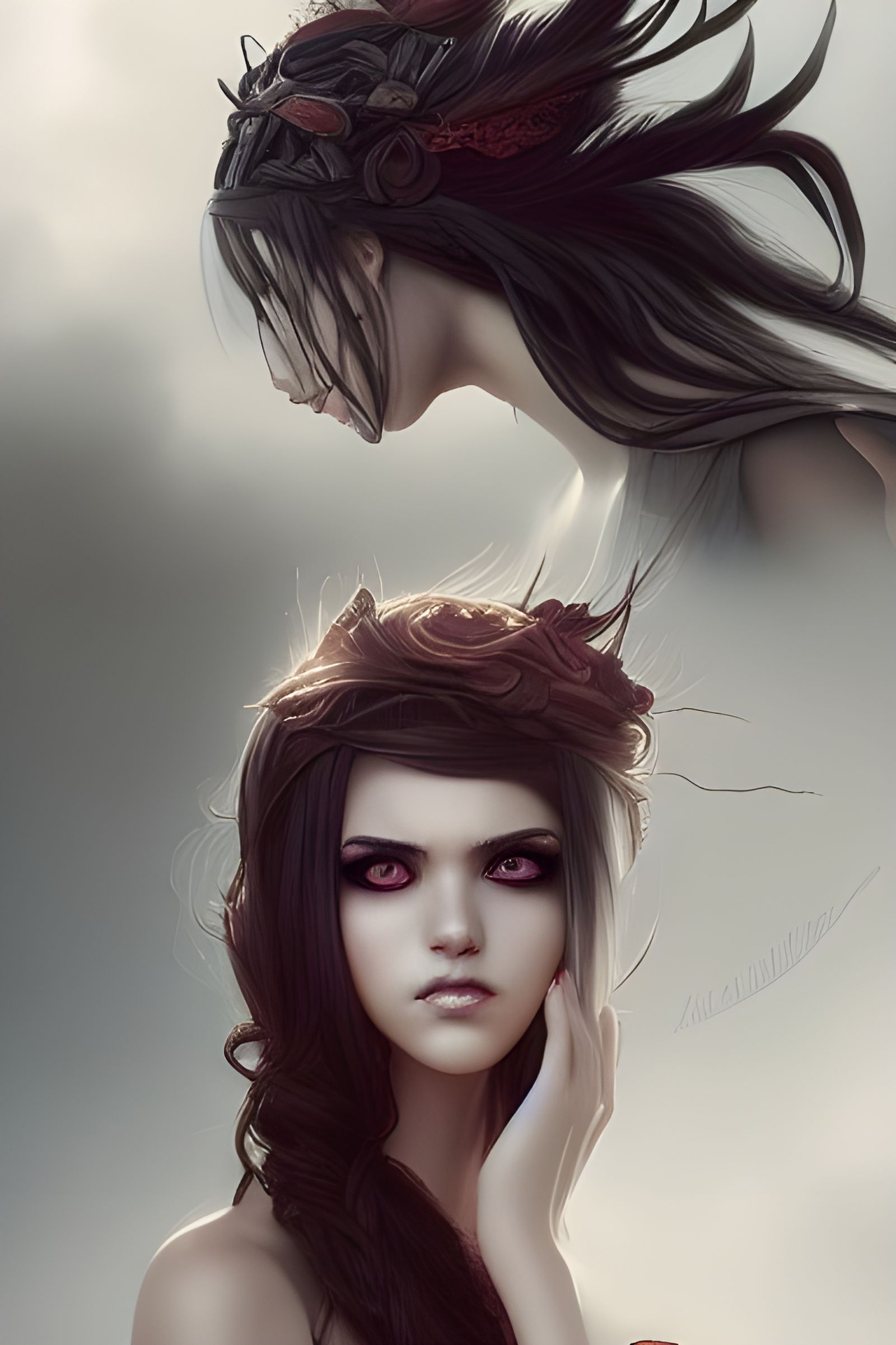 Elegant Sinister Goddess: Hyper-Detailed Digital Art