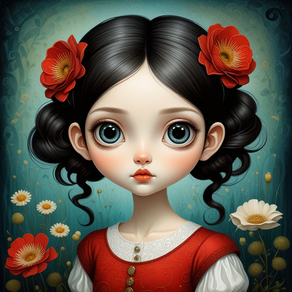 Whimsical Girl in a Storybook World