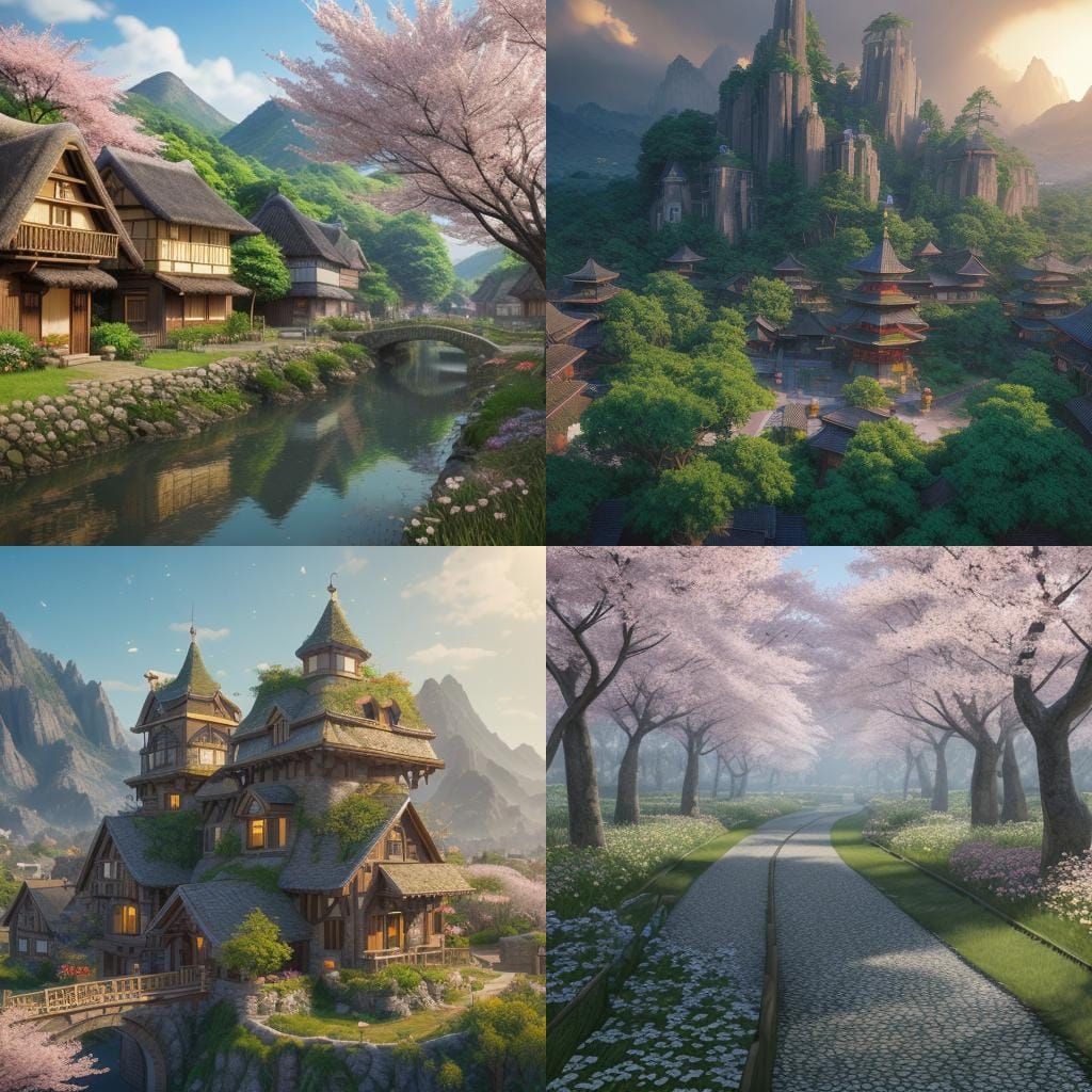 Charming Anime Village Scene in Stunning 8K Resolution