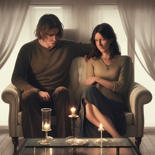 INT. COZY LIVING ROOM - EVENING

Soft, warm light fills the room. A couple, ALEX (30s, thoughtful) and RACHEL (30s, emot...