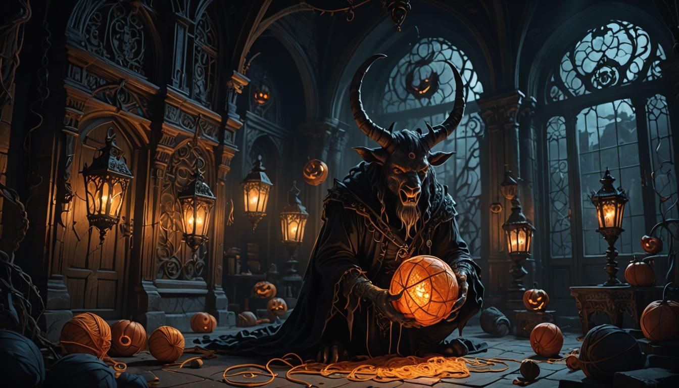 Gothic Fantasy Creature in Haunted Mansion