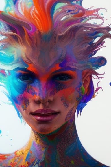 Psychedelic Dragon Portrait: Vibrant Abstract Art
