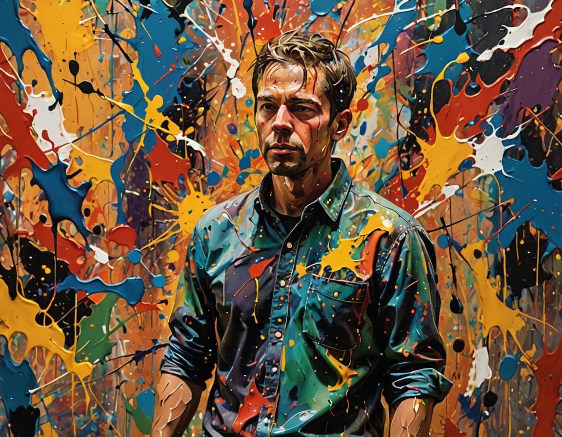 Abstract Expressionism Portrait with Vibrant Colors