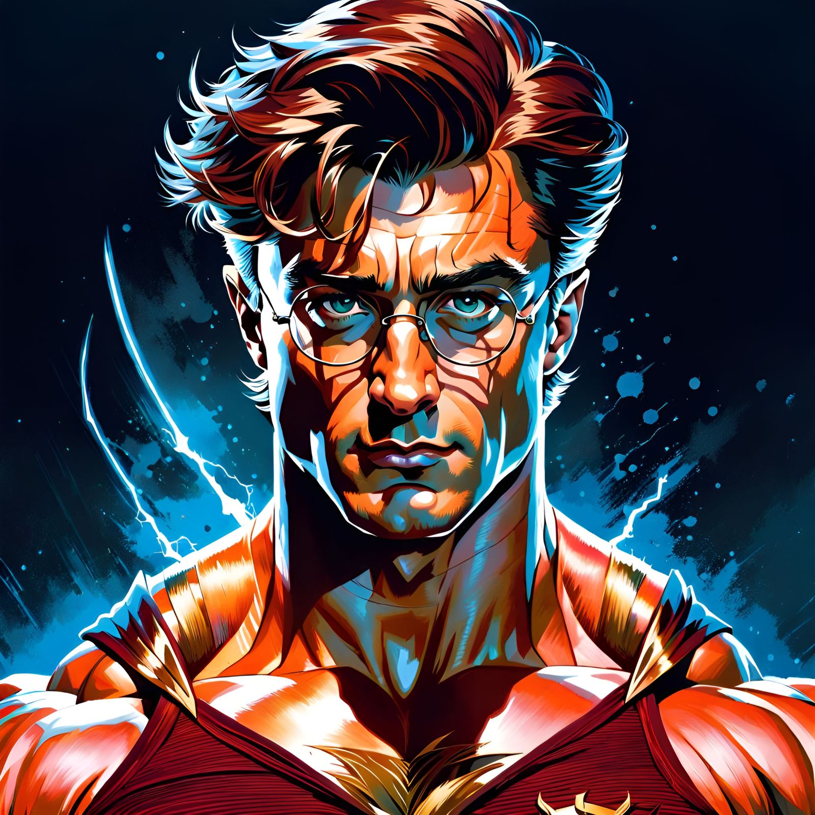 Muscular Harry Potter Portrait in Pin-Up Style