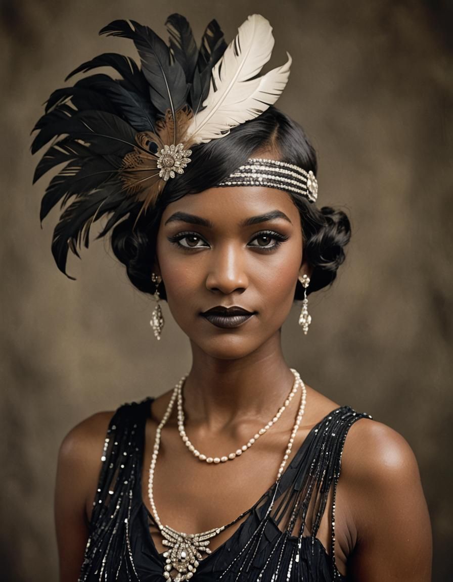 1920s Flapper Portrait of Young Woman