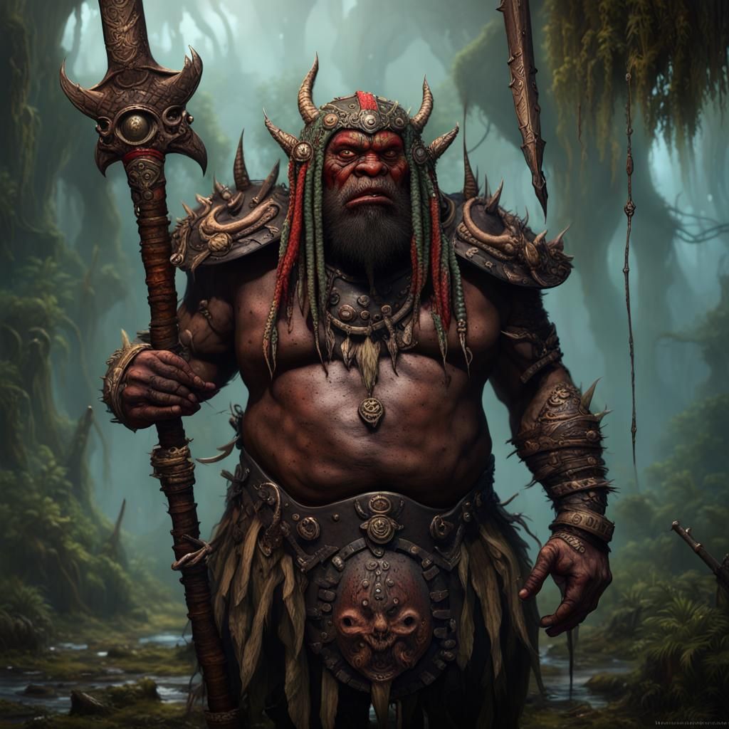 Tribal Dwarf Shaman Warrior in Voodoo Style