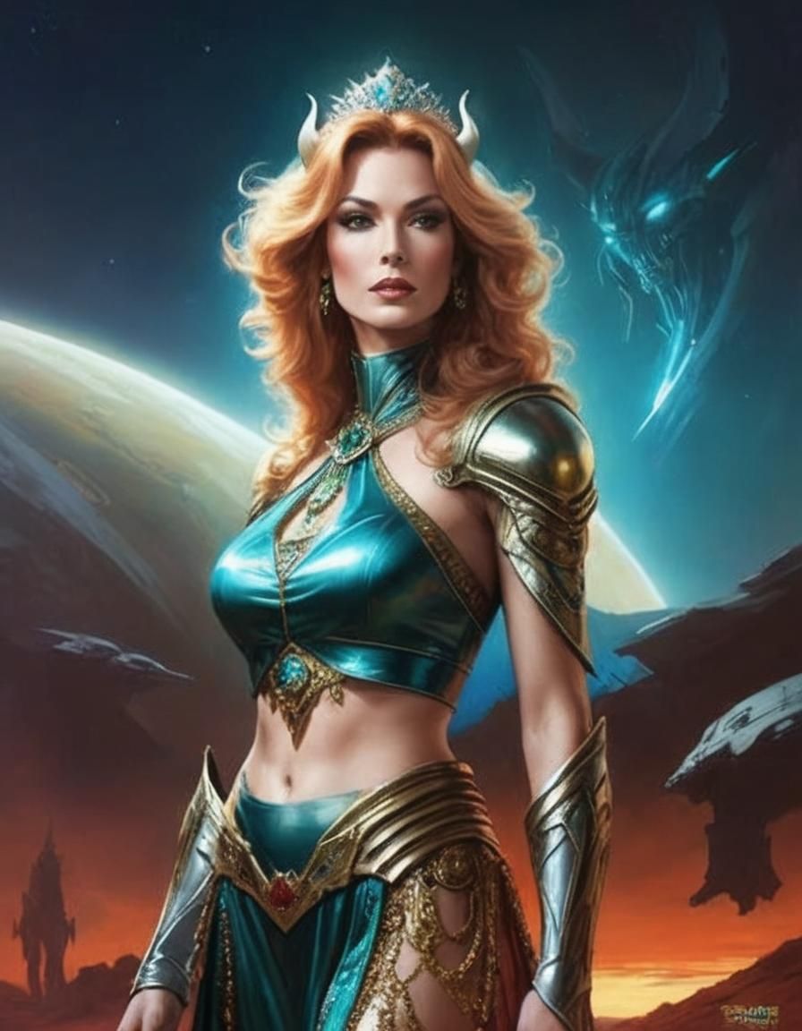 Space Princess in Spaceship: Fantasy Magazine Cover Art