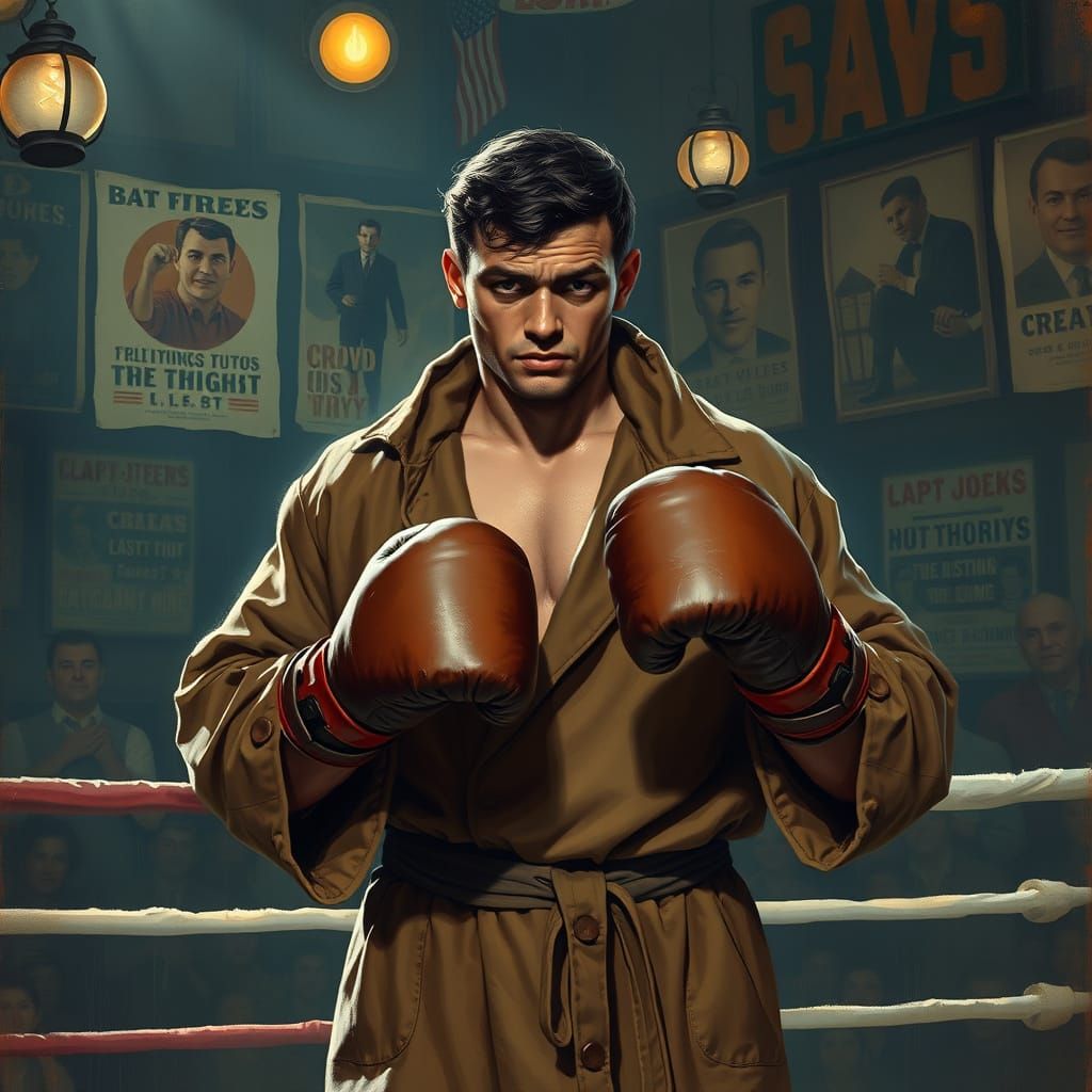 Vintage Boxer in Rockwell-esque Ring