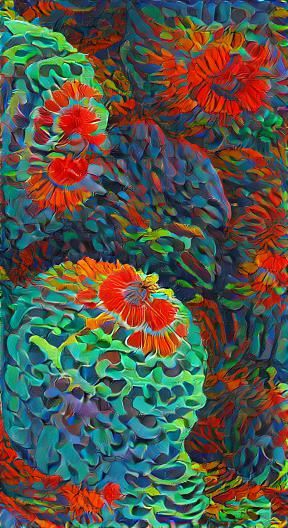 Chrysanthemum Garden in Oil Pastel Digital Art