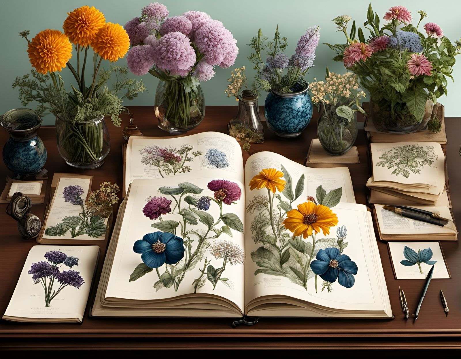 Botanical Ink Drawings of Beautiful Flowers