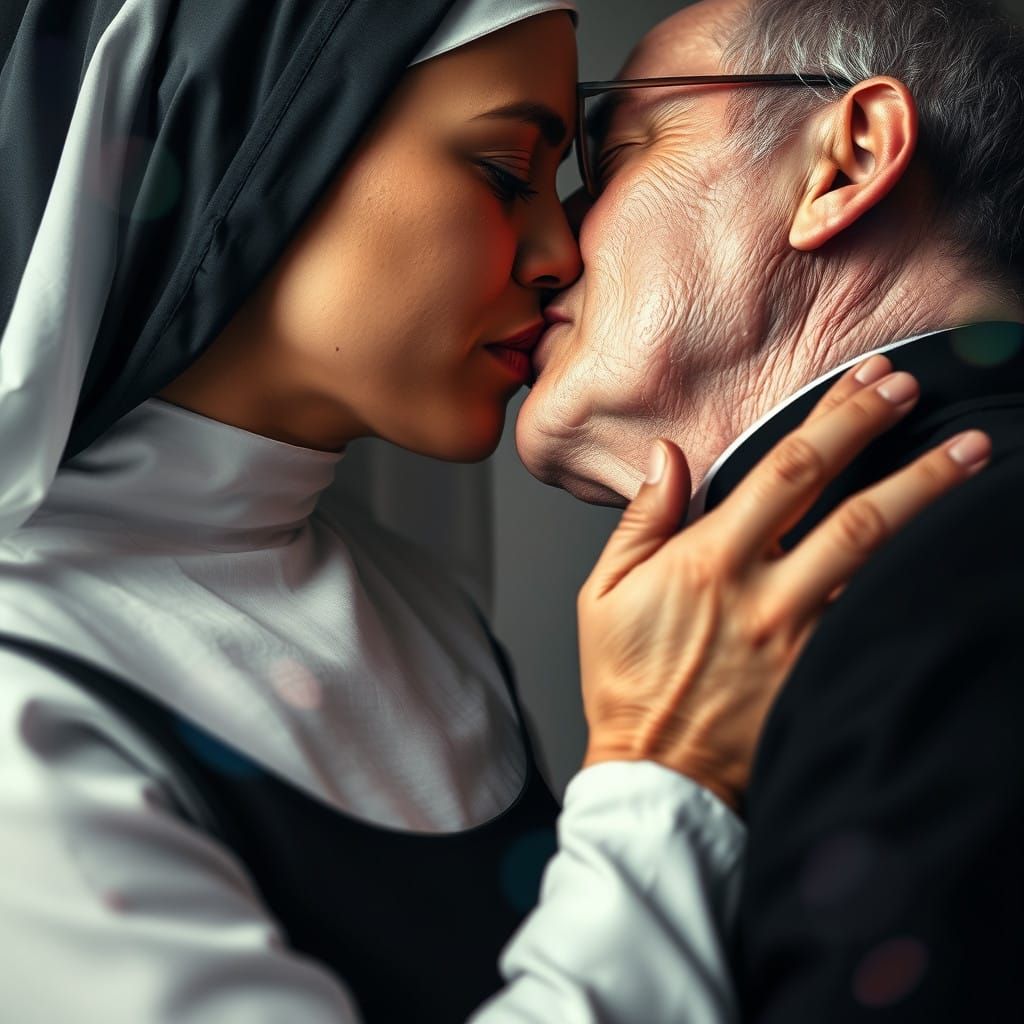 Forbidden Passion Double Exposure Portrait in Iridescent Hue...